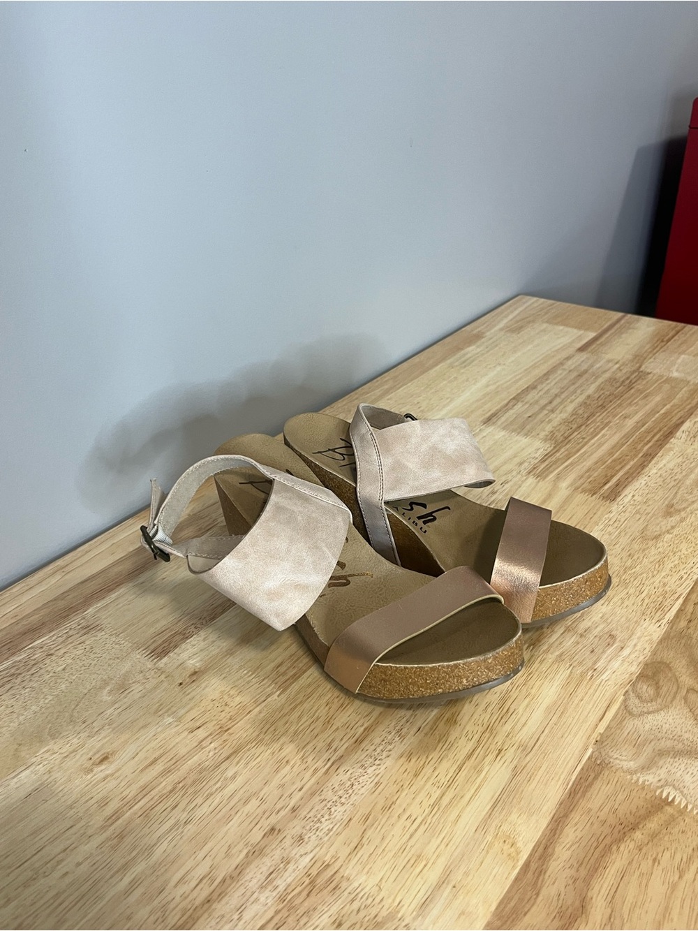 Wedge Sandals for Women in Taupe and Blush